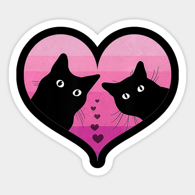 Cat Couple Retro Vintage  Funny Black Cat Valentine Day Sticker by chuongmacyfersfw